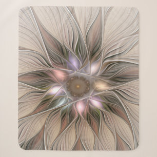 Manta Sherpa Flor alegre Abstracto Fractal floral Beige Brown