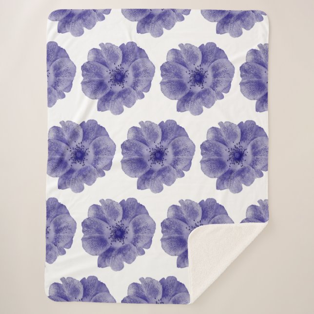 Manta Sherpa Flor azul (Anverso)