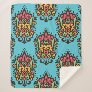 Manta Sherpa Flor Damask de lujo sin fisuras. Vinta floral