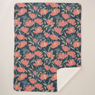 Manta Sherpa Flor de brisa coral