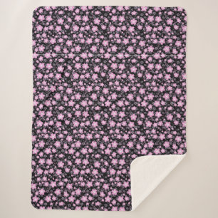 Manta Sherpa Flor de cerezo rosa negro