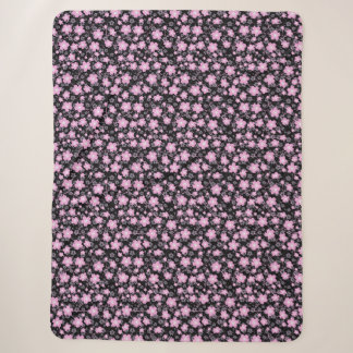Manta Sherpa Flor de cerezo rosa negro