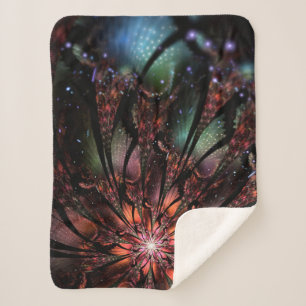 Manta Sherpa Flor de fantasía fractal suave y delicada