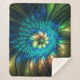 Manta Sherpa Flor de fantasía luminosa, fragancia abstracta col