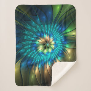 Manta Sherpa Flor de fantasía luminosa, fragancia abstracta col