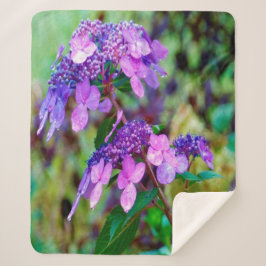 Manta Sherpa Flor de hidrangea morada y grita