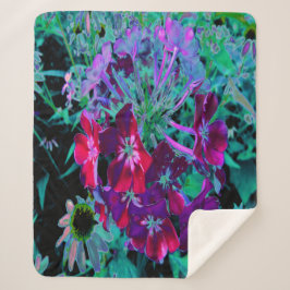 Manta Sherpa Flor de jardín rosada, púrpura y rosada