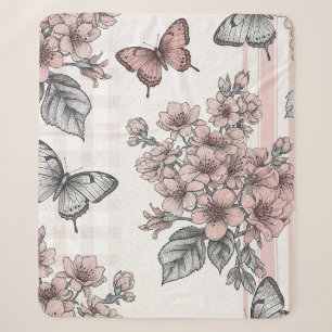 Manta Sherpa Flor de Mariposa Elegante (1)