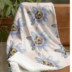 Manta Sherpa Flor de pasión púrpura tropical