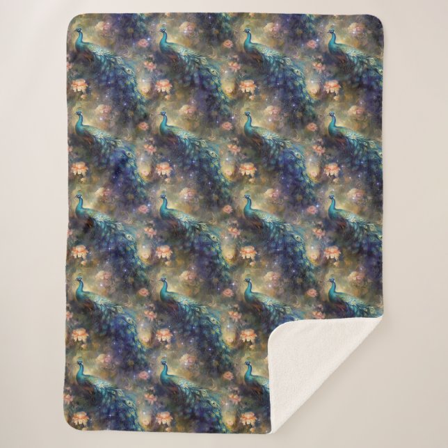 Manta Sherpa Flor de pavo real (Anverso)