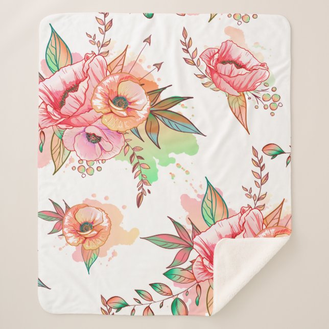 Manta Sherpa flor de primavera (Anverso)