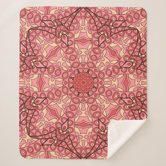 Manta Sherpa Flor De Resumen Étnico, Mandalas Seamless. (Anverso)