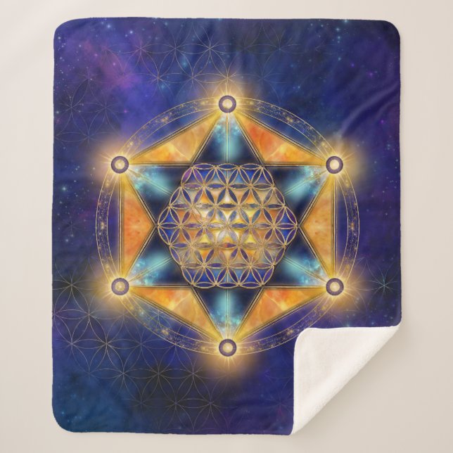 Manta Sherpa Flor de vida Estrella Merkaba - Geometría sagrada (Anverso)