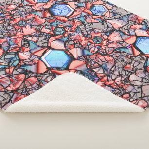 Manta Sherpa Flor entalhada virtual nas cores azul e salmão