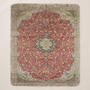 Manta Sherpa Flor floral roja estampado turco persa elegante