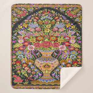 Manta Sherpa Flor floral turca virgen de los años 60 Kilim