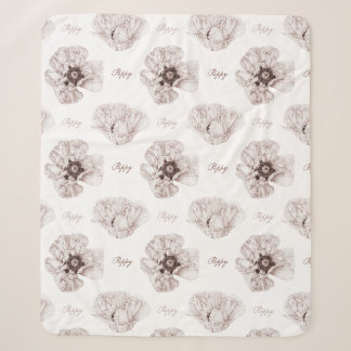 Manta Sherpa Flor ilustrada con amapola