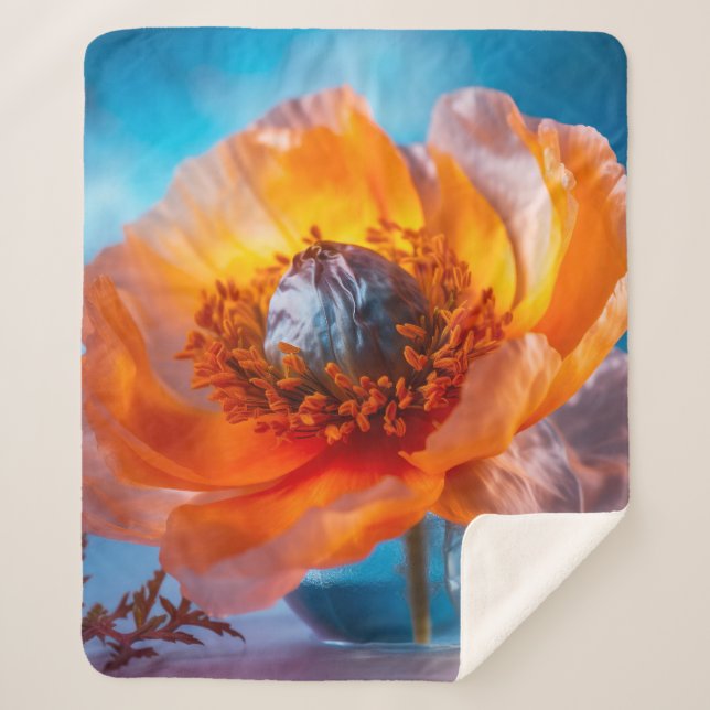 Manta Sherpa Flor naranja (Anverso)