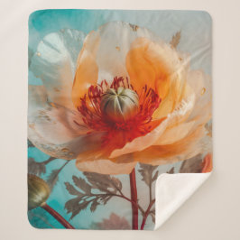 Manta Sherpa Flor Naranja Delicada