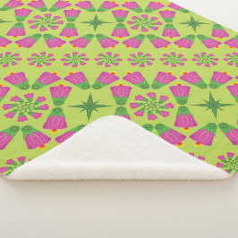 Manta Sherpa Flor retro bell Mandalas Green Sherpa Blanket