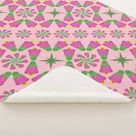 Manta Sherpa Flor retro bell Mandalas Sherpa Pink Sherpa Blanke