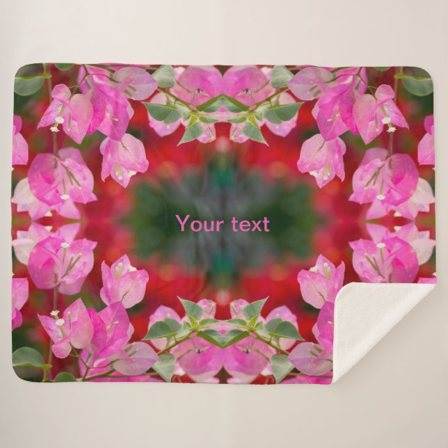 Manta Sherpa Flor rosa Bougainvillea (Anverso (horizontal))