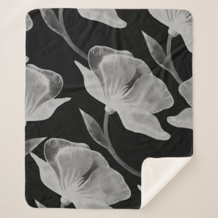 Manta Sherpa Flor rosa ilustracion acuarela transparente