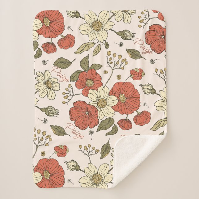 Manta Sherpa Flor silvestre, guardería, regalo de ducha para be (Anverso)