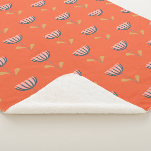 Manta Sherpa Flor simple de estilo folclórico escandinavo en Na