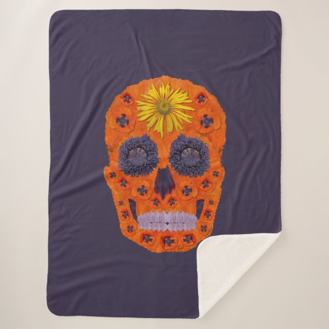 Manta Sherpa Flor Skull 1 (Anverso)