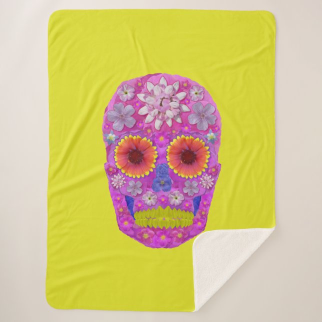 Manta Sherpa Flor Skull 2 (Anverso)