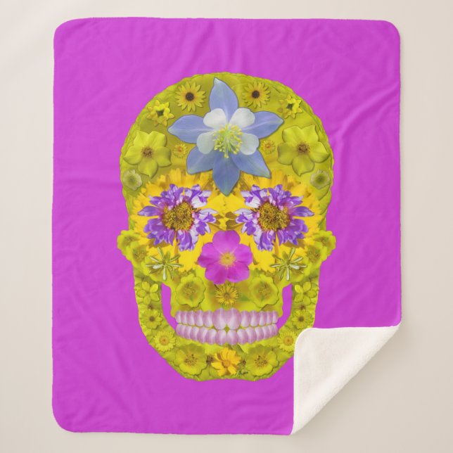 Manta Sherpa Flor Skull 3 (Anverso)