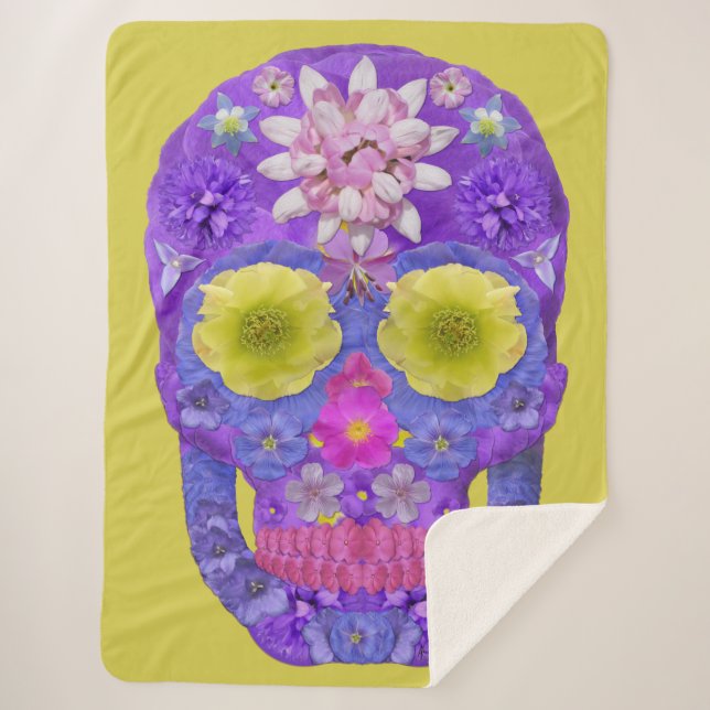 Manta Sherpa Flor Skull 5 (Anverso)