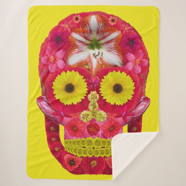Manta Sherpa Flor Skull 6 (Anverso)