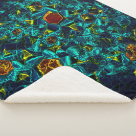 Manta Sherpa Flor virtual em azul gradiente, estilhaçada