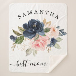 Manta Sherpa Flora acuarela mejor mamá cada