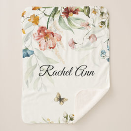 Manta Sherpa Floral acuarela, pequeño apilador