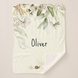 Manta Sherpa Floral acuática de Baby Boy, Pequeño Stroller