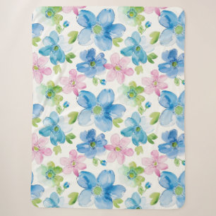 Manta Sherpa Floral azul verde rosa de moda
