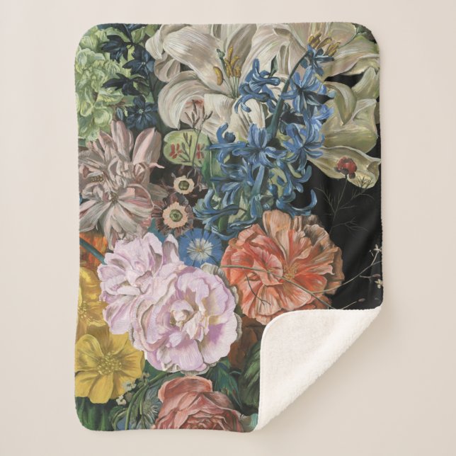 Manta Sherpa Floral barroca - Bouquet (Anverso)