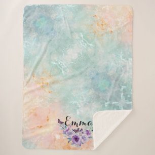 Manta Sherpa Floral bouquet purple garden