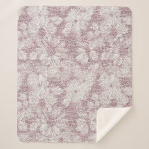 Manta Sherpa Floral Daisy Velvety Dusty Pink
