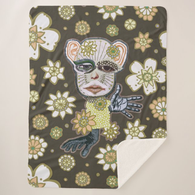 Manta Sherpa Floral de flores de otoño de Natalie Schorr (Anverso)