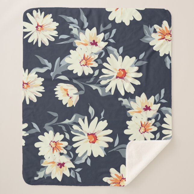 Manta Sherpa Floral de margarita bonito: impresión sin inconven (Anverso)