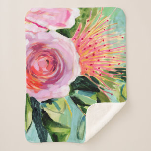 Manta Sherpa Floral de pincel I