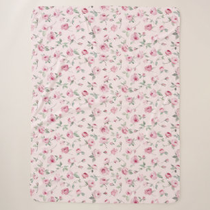 Manta Sherpa Floral de rosas rosadas bonitos