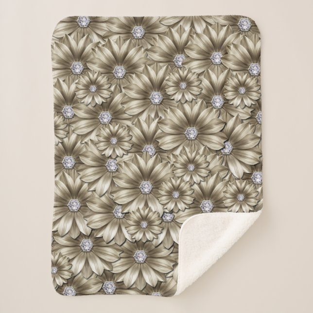 Manta Sherpa Floral Diamonds Gemstone Sherpa Blanket (Anverso)