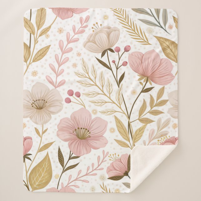 Manta Sherpa Floral Dream Mosaic – Seamless Artistic Bloom  (Anverso)