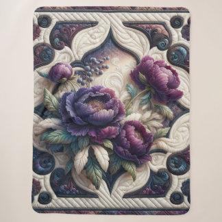 Manta Sherpa Floral Elegancia Peonía de Medianoche