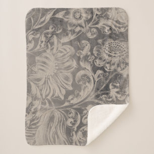 Manta Sherpa Floral envejecida